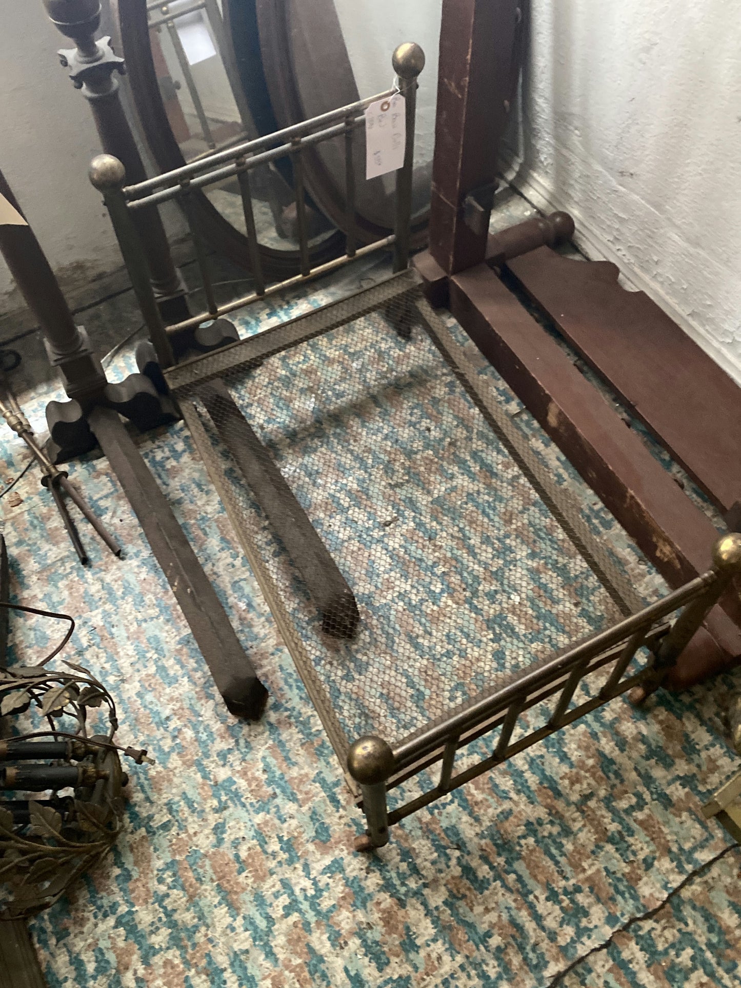 Rare brass doll bed