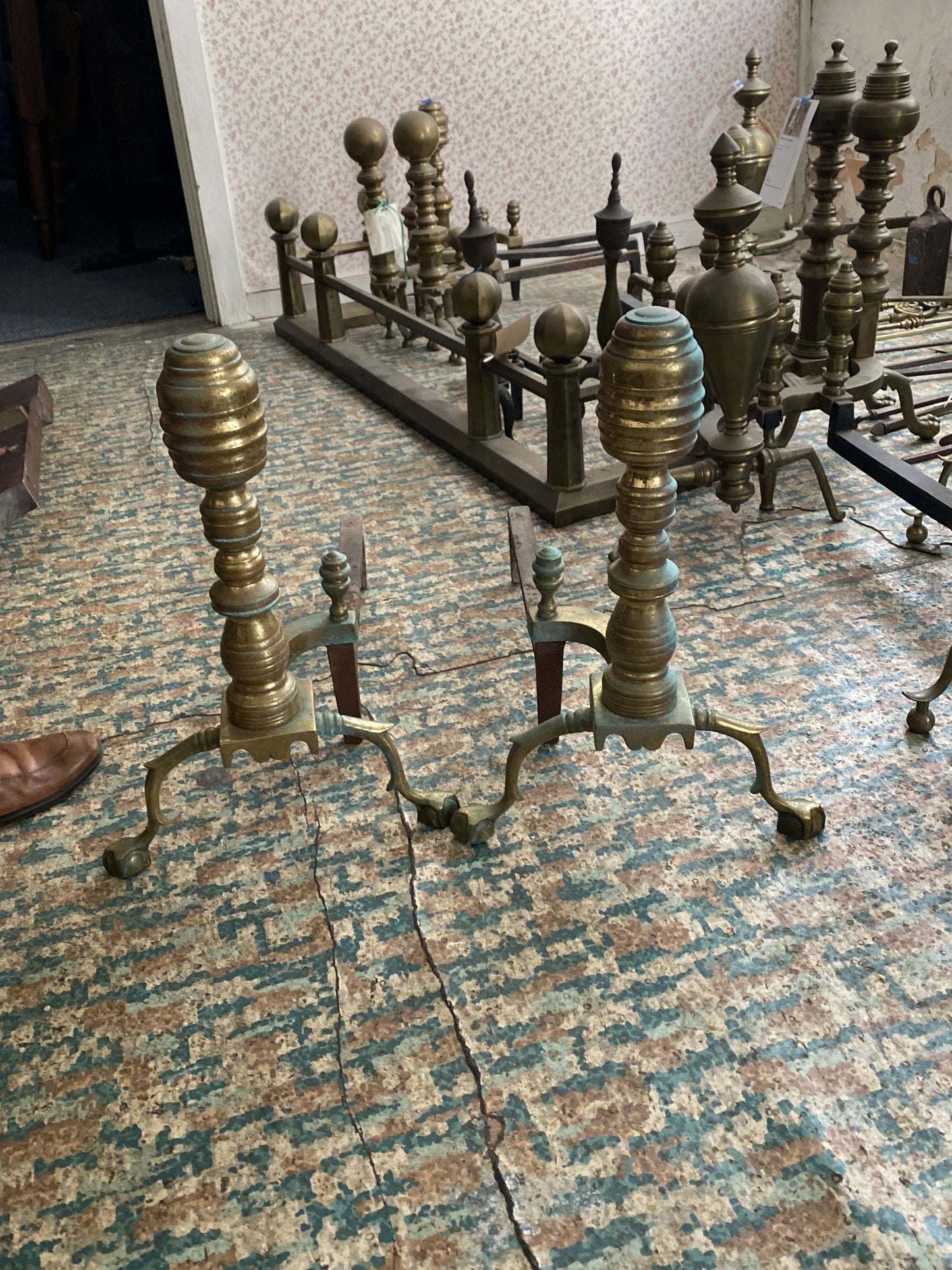 Brass Andirons With Claw Feet