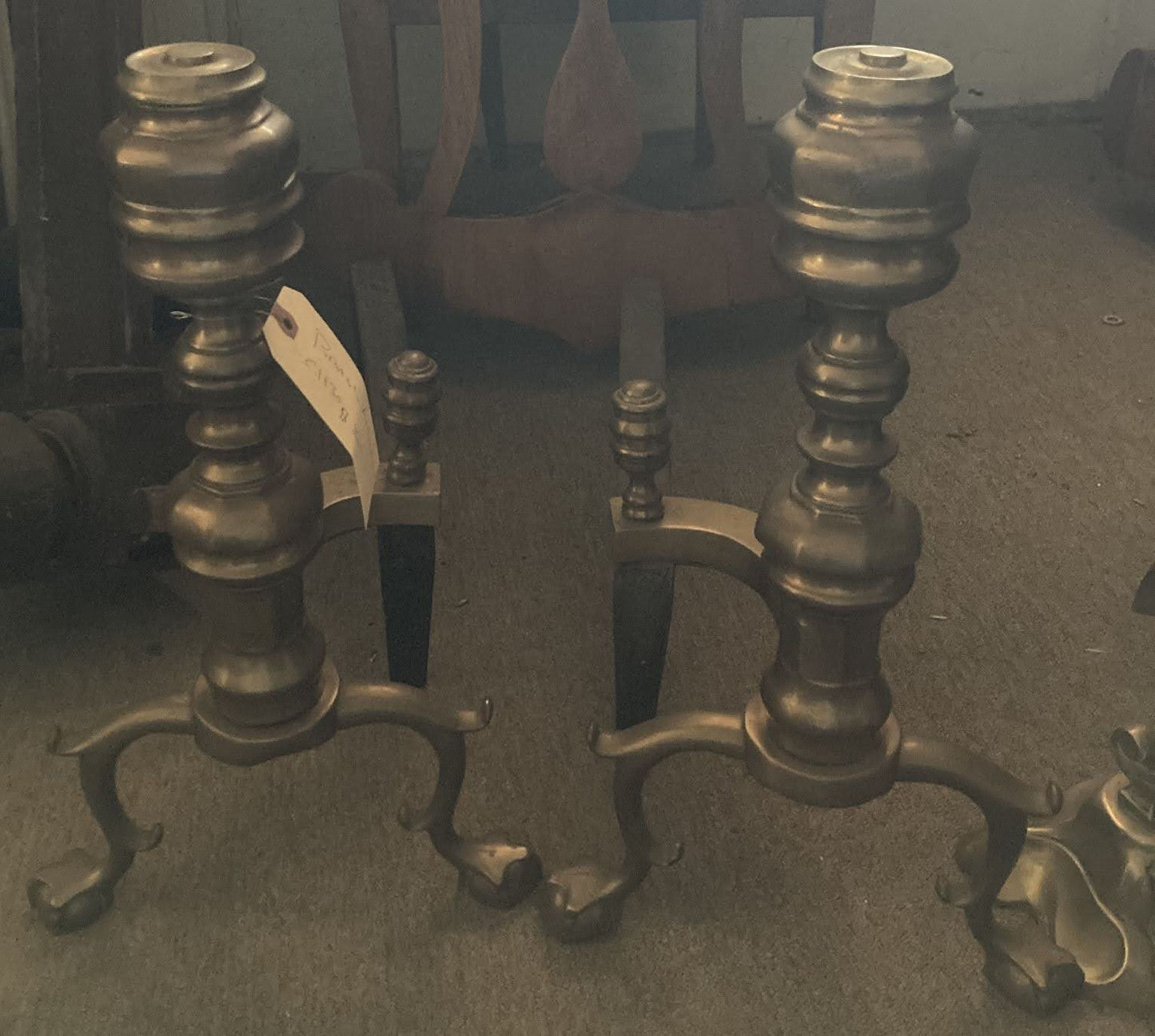 Brass Andirons With Ball and Claw Feet