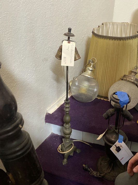 Tall brass candlestick lamp