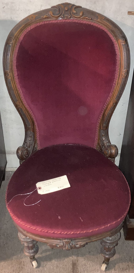 Walnut English Carved Parlor Chair