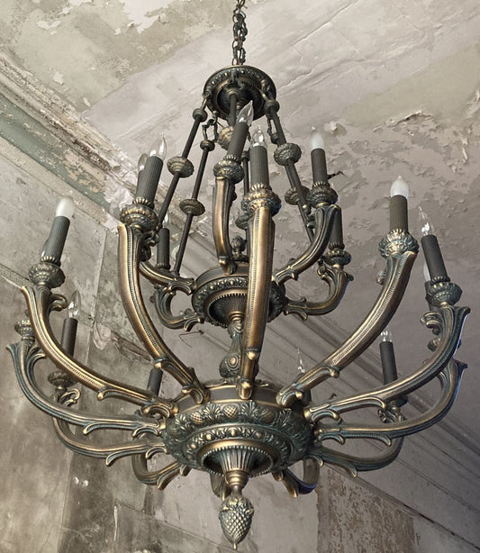 Brass Chandelier with Acorn Design