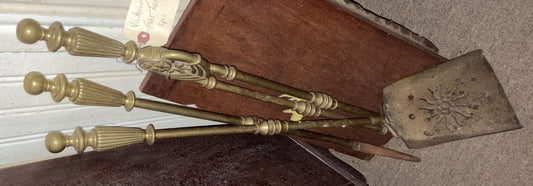 Three-Piece Victorian Brass Fire tool Set