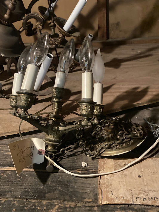 Brass 5 light pendant fixture