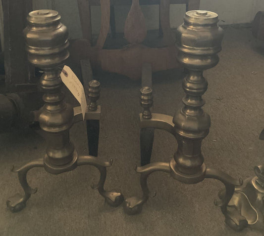 Brass Andirons With Ball and Claw Feet