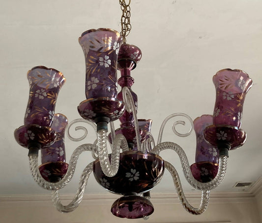 Purple Glass Chandelier
