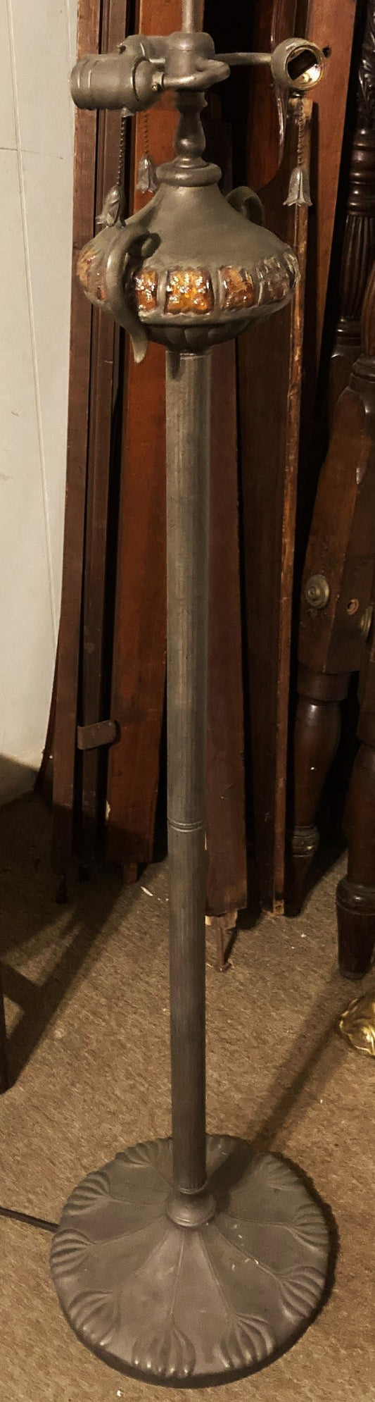 Floor Lamp with Orange Glass Detail